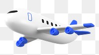 Plane png sticker, side view 3D cartoon transparent background