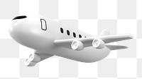 Plane png sticker, side view  3D cartoon transparent background