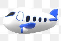 Plane png sticker, side view 3D cartoon transparent background