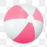 Pink beach ball png sticker, summer 3D cartoon transparent background