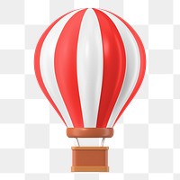 Hot air balloon png sticker, travel 3D cartoon on transparent background