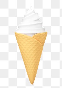 Ice cream png sticker, vanilla dessert 3D cartoon transparent background