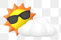 Sunny day png sticker, summer 3D cartoon transparent background