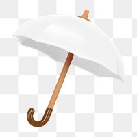 White umbrella png sticker, protection 3D cartoon transparent background