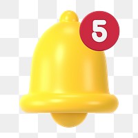 3D bell png clipart, notification symbol for social media