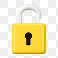 3D unlock png clipart, data security graphic on transparent background