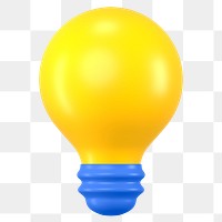 3D light bulb png sticker, education graphic on transparent background