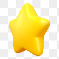 3D star png clipart, favorite symbol on transparent background