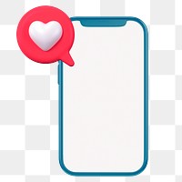 Heart notification png clipart, mobile phone, social media graphic on transparent background