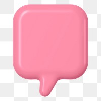 Pink png speech bubble badge, 3D rendering graphic on transparent background