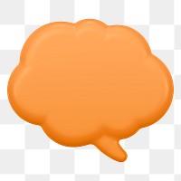 Orange png speech bubble sticker, 3D shape, marketing graphic on transparent background