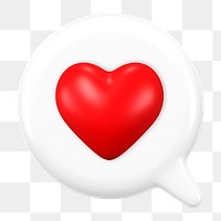 Heart png speech bubble, 3D social media impression