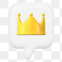 Crown ranking png, 3D clipart, social media trend 