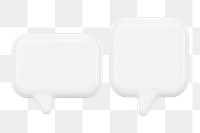 Speech bubble png sticker, white 3D rendering graphic on transparent background