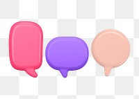 Speech bubble png stickers, colorful announcement graphic on transparent background