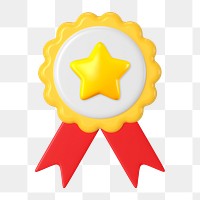 3D medal png sticker, gold prize for 1st place on transparent background