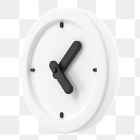 White clock png clipart, 3D punctuality symbol on transparent background