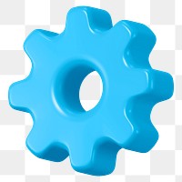 Blue gear png sticker, 3D business system on transparent background