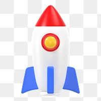 3D rocket png sticker, aerospace symbol on transparent background