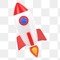 3D rocket png sticker, business launch symbol on transparent background