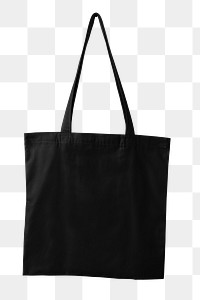 Black tote bag png, transparent background