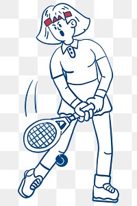 Tennis athlete woman png cartoon sticker, transparent background