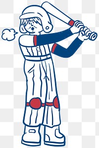 Baseball athlete man png cartoon sticker, transparent background