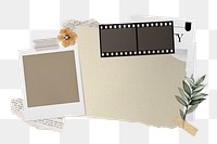 Instant photo film png sticker, Autumn collage, transparent background