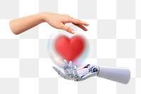 PNG Technology love, robot & human, collage element on transparent background