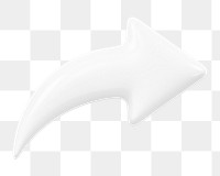 White arrow png icon sticker, 3D rendering, transparent background