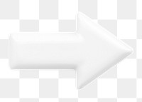 White arrow png icon sticker, 3D rendering, transparent background