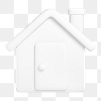 White house png, home icon sticker, 3D rendering, transparent background