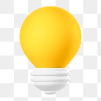 Light bulb png icon sticker, 3D rendering, transparent background