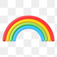 Rainbow png icon sticker, 3D rendering, transparent background