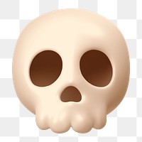 Human skull png icon sticker, 3D rendering, transparent background