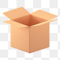 Open box icon  png sticker, 3D rendering illustration, transparent background