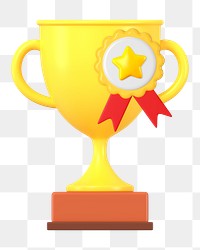 Winner trophy png sticker, 3D rendering, transparent background