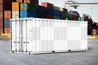 Shipping container png mockup, logistics & cargo transparent design 