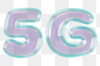 5G png 3D holographic icon, transparent background