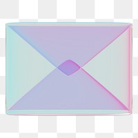 Holographic envelope png 3D message icon, transparent background