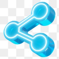 PNG blue share icon, 3D neon, transparent background