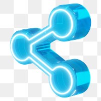 PNG blue share icon, 3D neon, transparent background