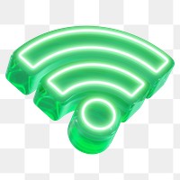 Wifi png 3D neon icon, transparent background
