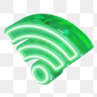 Wifi png 3D neon icon, transparent background