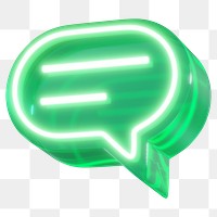 Speech bubble png 3D neon green, transparent background