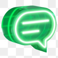 Speech bubble png 3D neon green, transparent background