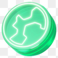 World green neon png icon, digital remix, transparent background