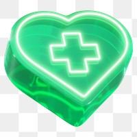 PNG 3D medical green heart, transparent background