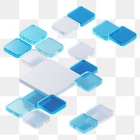 Blue squares png digital geometric, transparent background