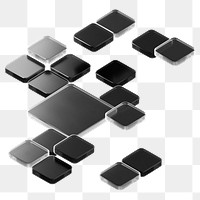 Black squares png digital geometric, transparent background